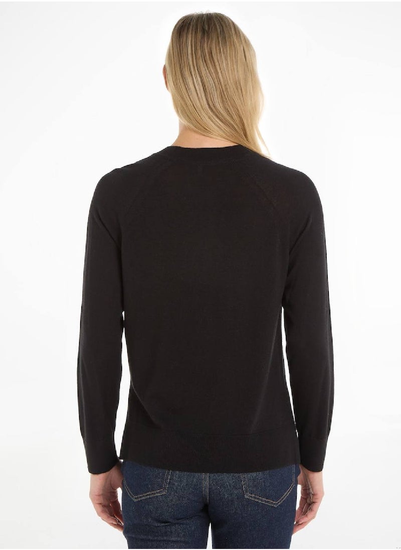 Women's Merino Wool Crew Neck Relaxed Jumper Sweater, Black - pzsku/Z2CB26445458079F91067Z/45/_/1723737265/49ea52bf-d3a3-4c08-a171-ec2c23ce2300