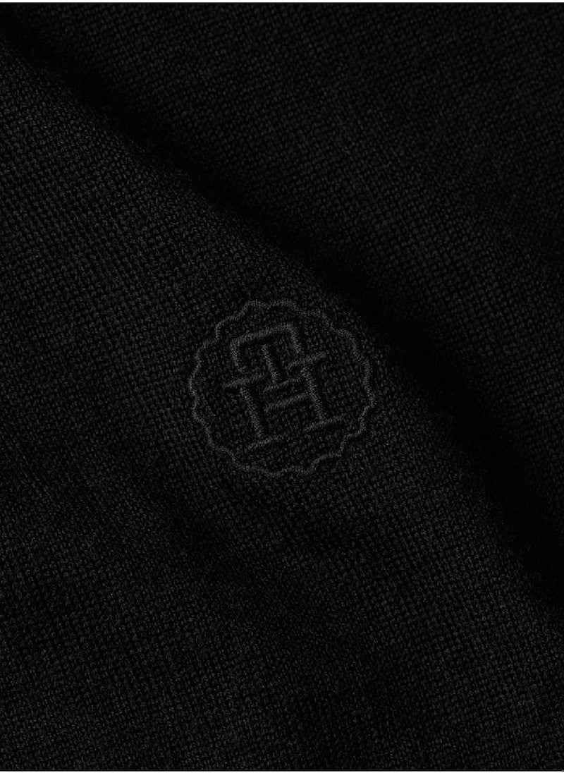 TOMMY HILFIGER - Women's Merino Wool Crew Neck Relaxed Jumper Sweater, Black - Image 1