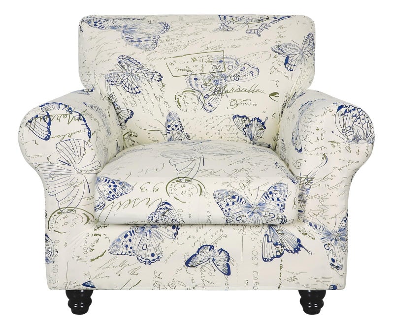SearchI Stretch Sofa Cover Printed Couch Covers Floral Pattern 2 Piece Armchair Slipcover with Separate Chair Cushion Cover Washable Furniture Protector for Living RoomChair Butterfly Pattern - Image 2