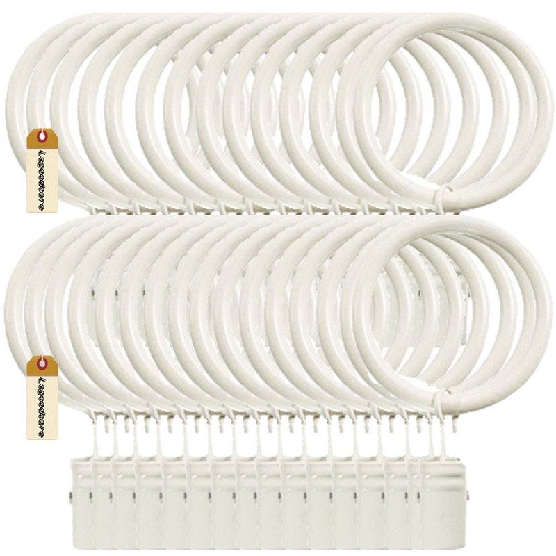 Lsgoodcare Set of 30 Decorative Metal Drapery Curtain Rings with Clips15 Inch Interior Diameter White Clip Rings for CurtainPremium Iron Material