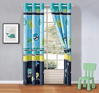 Better Home Style Better Home Style Printed Fun Multicolors Kids Room Window Curtain Treatment Drapes 2 Piece Set with Grommets (Monsters)  - Image 1