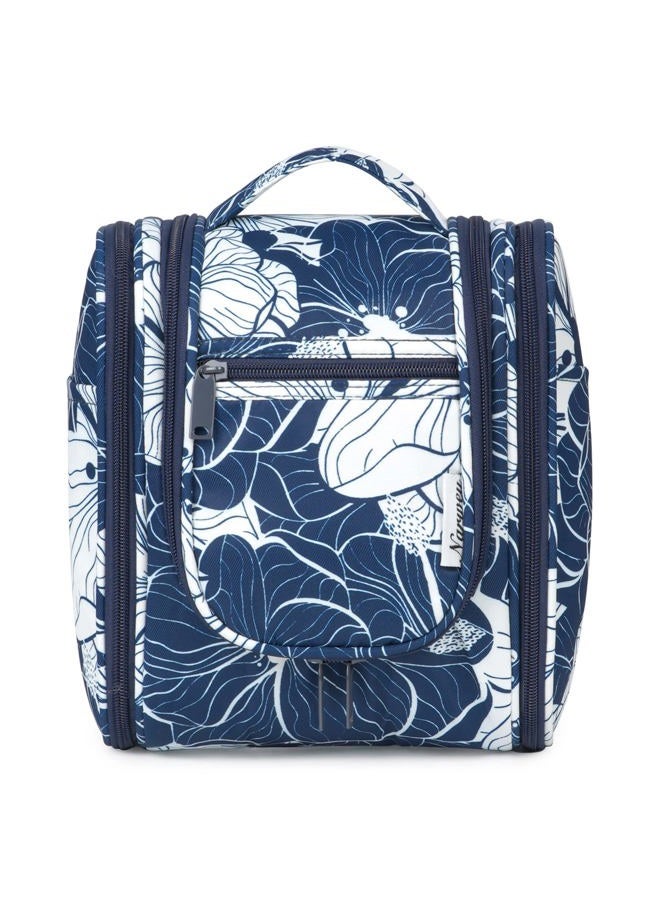 Narwey Small Hanging Travel Toiletry Bag Cosmetic Make up Organizer for Women and Men (Medium, Blue Lotus)  - Image 1