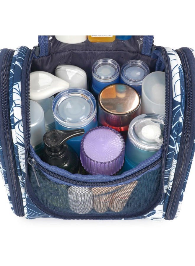 Narwey Small Hanging Travel Toiletry Bag Cosmetic Make up Organizer for Women and Men (Medium, Blue Lotus)  - Image 3