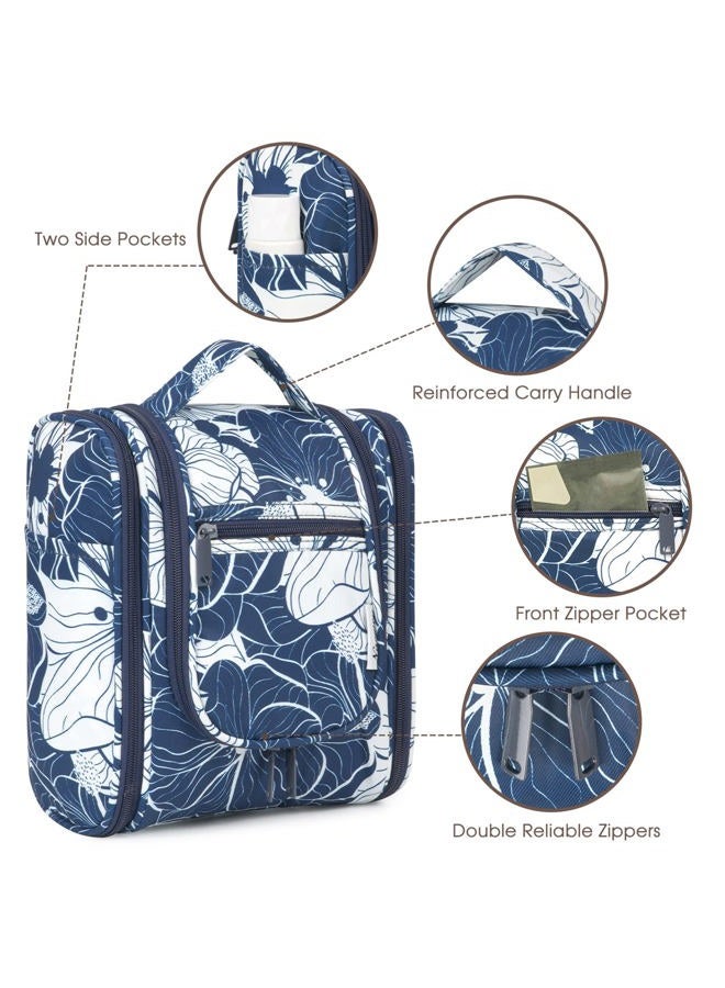Narwey Small Hanging Travel Toiletry Bag Cosmetic Make up Organizer for Women and Men (Medium, Blue Lotus)  - Image 4