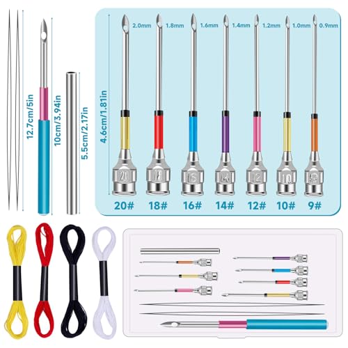 Mayboos 8 Pcs Embroidery Stitching Kit - Punch Needles, Cross Stitch Tools with 4 Colors Thread - Image 2