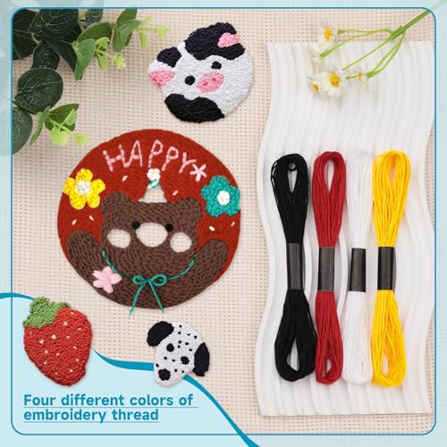 Mayboos 8 Pcs Embroidery Stitching Kit - Punch Needles, Cross Stitch Tools with 4 Colors Thread - Image 4