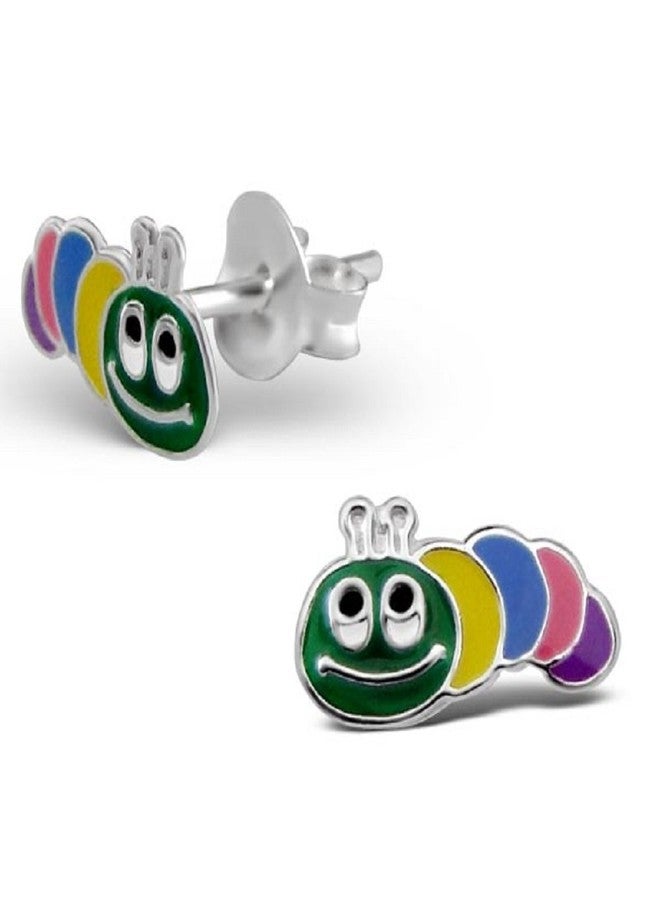 آيسروز أقراط صغيرة ملونة على شكل دودة من الفضة الإسترليني عيار 925، رقم الموديل 13729 - Image 2