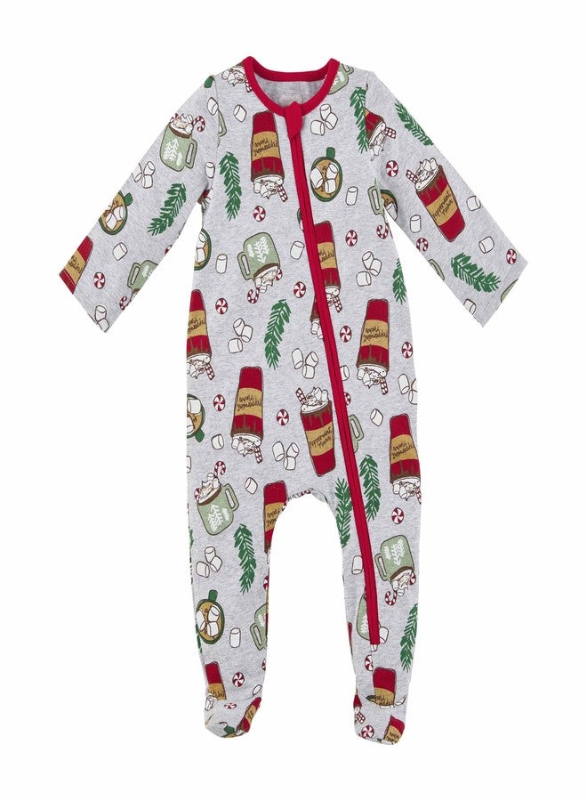 Mud Pie Boys' Peppermint Mocha Pajamas, Gray, 6 Months/9 Months - Image 1