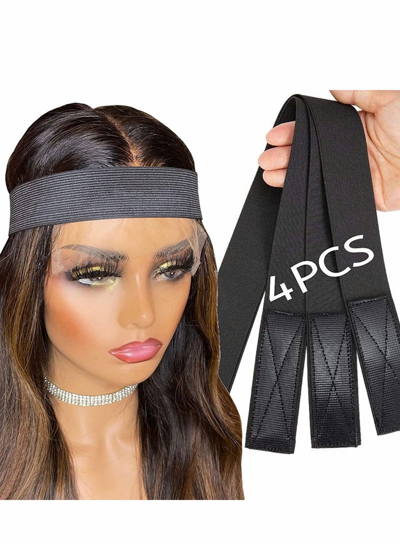 Y&D Elastic Bands for Wig Edges Lace Melting Keeping Wigs in Placee Edge Wrap to Lay Lastic Band Frontal Melt(60cm L x 3.5cm W, Black) 4PCS  - Image 1