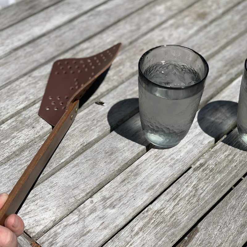 Outset Acacia Wood and Leather Heavy Duty, Extra Large Fly Swatter, Brown (Pack of 3) - Image 1