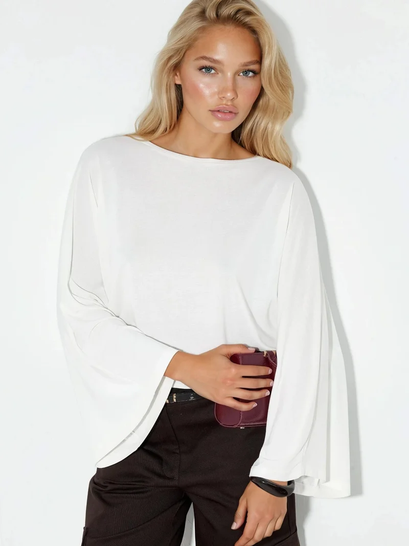 بوسيم BUSEM Loose Fit Boat Neck Blouse