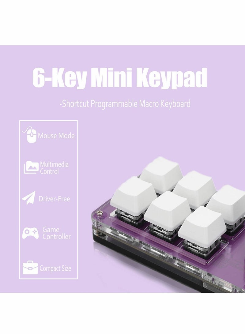 KASTWAVE Mini Keypad One Handed Mechanical Gaming Keyboard, Multifunctional Shortcut Programmable Macro with Knob, Plug and Play, for Windows, Vista, Linux, Macos (6-Key) - Image 2