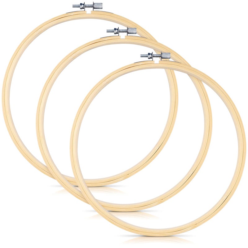 TINDTOP 3 Pieces Embroidery Hoops, Bamboo Frame Circle Cross Stitch Hoop Ring Embroidery Hoops Set for Embroidery and Cross Stitch (6 inch, 3 PCS) - Image 1