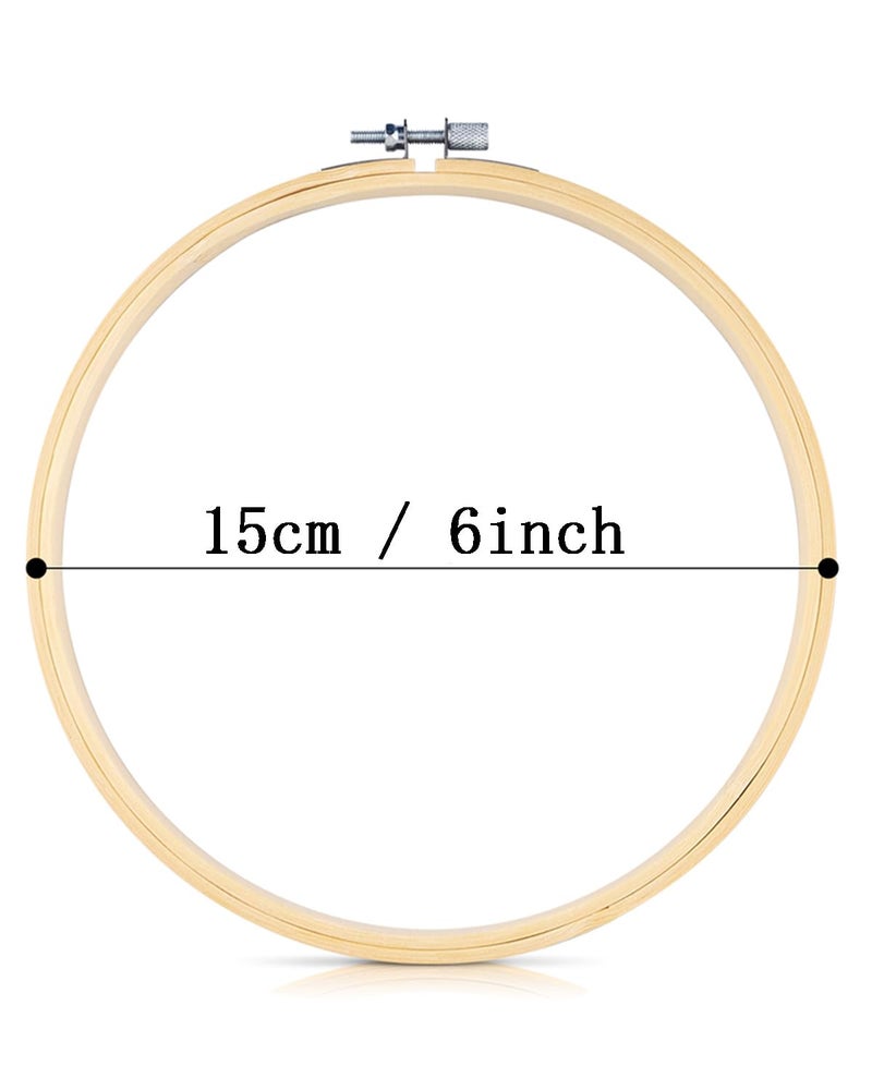 TINDTOP 3 Pieces Embroidery Hoops, Bamboo Frame Circle Cross Stitch Hoop Ring Embroidery Hoops Set for Embroidery and Cross Stitch (6 inch, 3 PCS) - Image 3