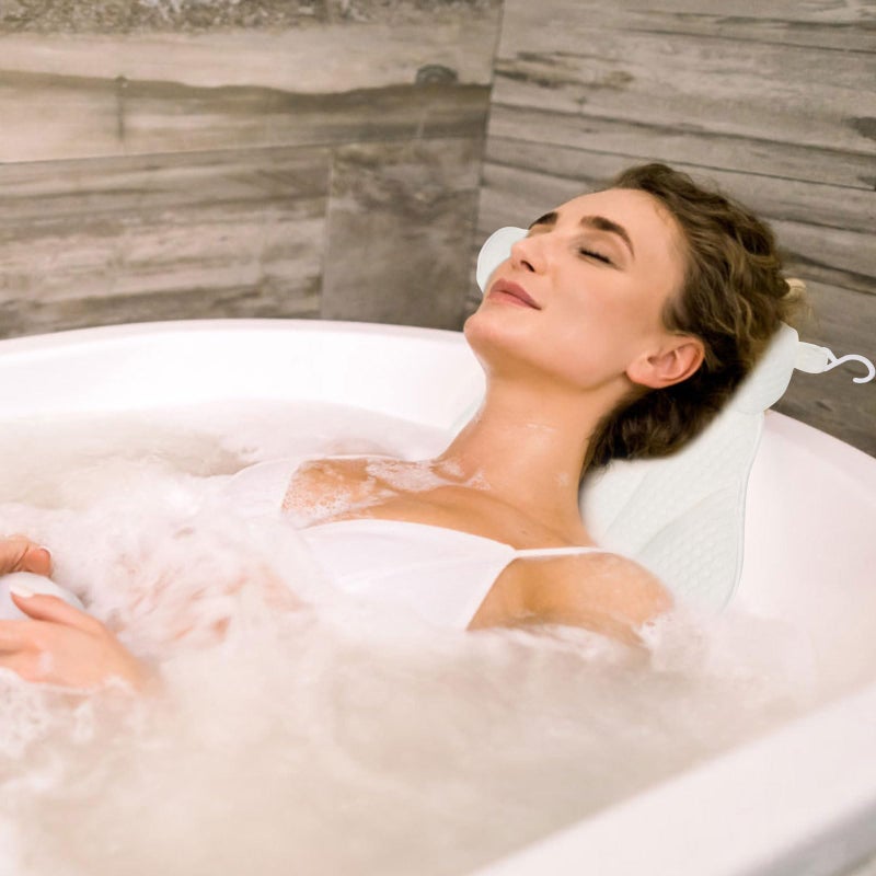Spa Bathtub Pillow with Suction Cups Mesh for Head and Neck Support Home Relaxation - Image 4
