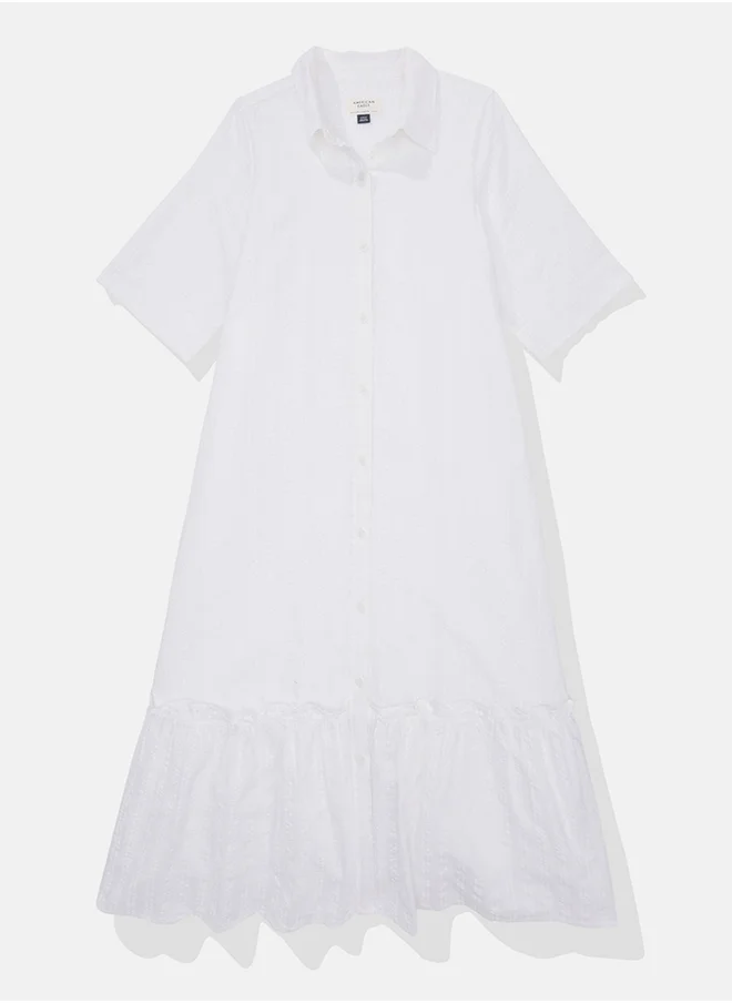 American Eagle Ruffle Detail Shirt Dress