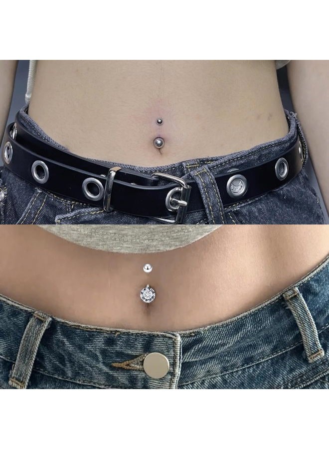 Vsnnsns 14G Belly Button Ring Piercing Jewelry 316L Stainless Surgical Steel Heart CZ Pearl Butterfly Flower Navel Rings Dangle Belly Button Ring Navel Piercing Jewelry for Women Men Hypoallergenic - Image 5