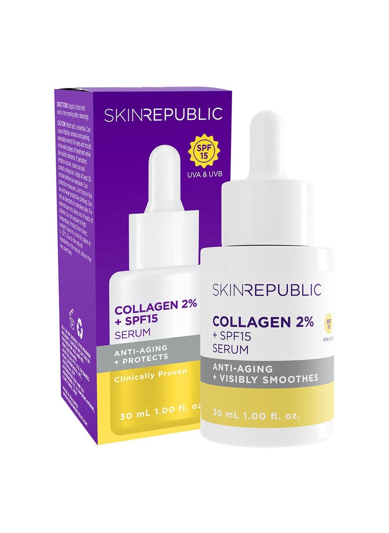 SKIN REPUBLIC Skin Republic 2% Collagen SPF 15 Anti-Aging Serum to reduce fine lines and wrinkles, Helps keep skin plump and firm for a youthful look (30ml)  - Image 1