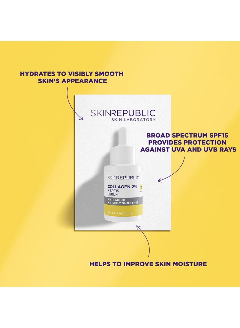SKIN REPUBLIC Skin Republic 2% Collagen SPF 15 Anti-Aging Serum to reduce fine lines and wrinkles, Helps keep skin plump and firm for a youthful look (30ml)  - Image 3