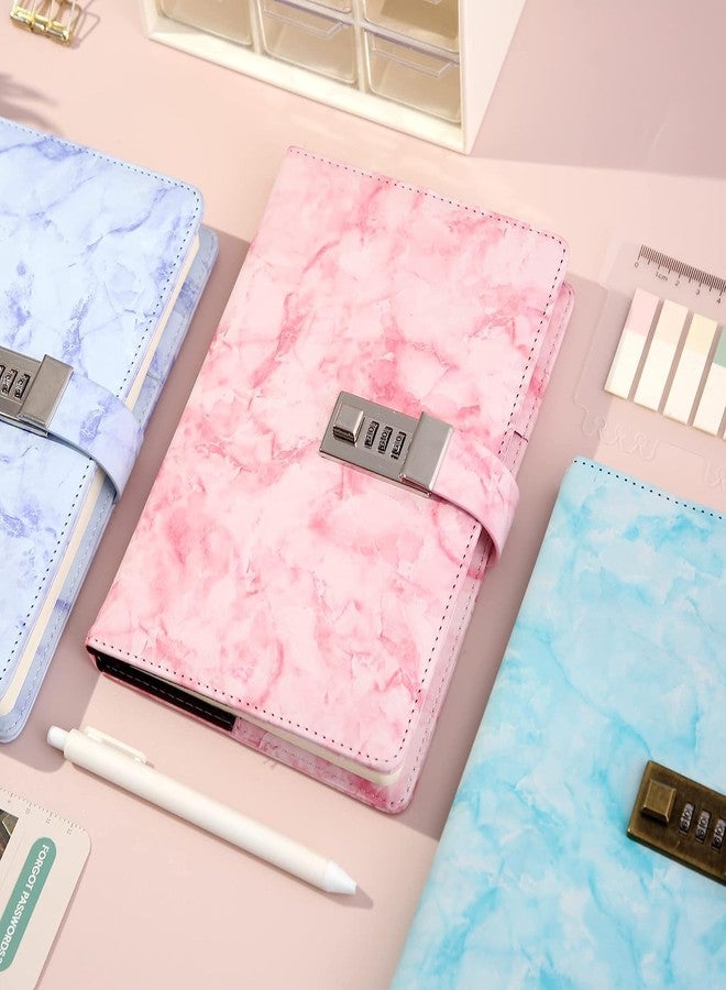 VATTU Marble Diary with Lock for Girls and Women, Waterproof Journal with Lock 192 Pages Secret Girls Locked Diary with Pen, Password Locked Journals for Teen Girls, A5 Pink - Image 3