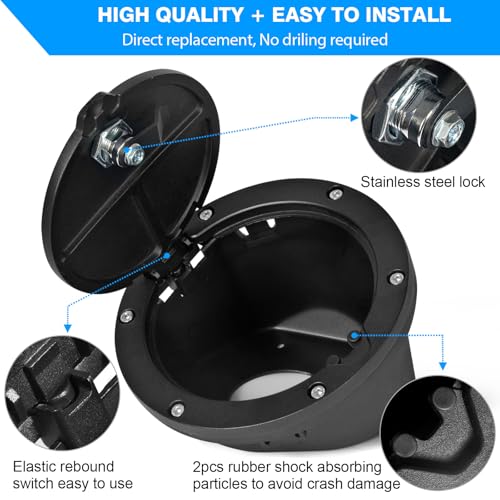Aukmak Gas Cap Cover for Jeep Wrangler 2018-2025 JL JLU Locking Aluminum Fuel Door Gas Tank Cover for Jeep JL Accessories - Image 3