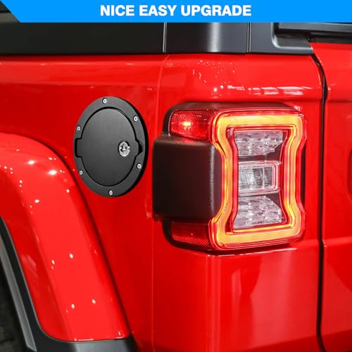 Aukmak Gas Cap Cover for Jeep Wrangler 2018-2025 JL JLU Locking Aluminum Fuel Door Gas Tank Cover for Jeep JL Accessories - Image 5