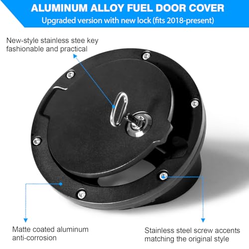 Aukmak Gas Cap Cover for Jeep Wrangler 2018-2025 JL JLU Locking Aluminum Fuel Door Gas Tank Cover for Jeep JL Accessories - Image 2