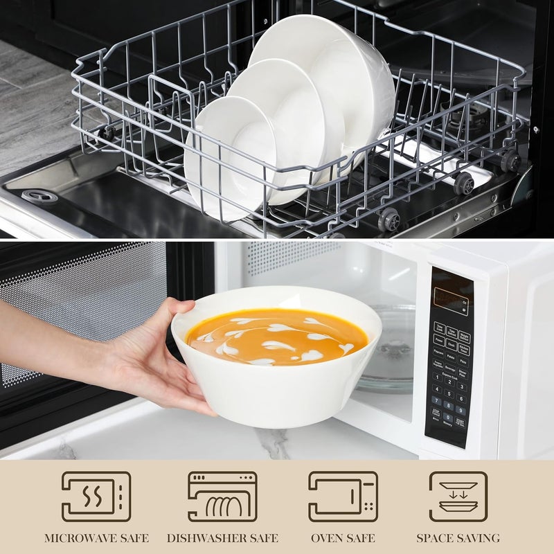 MALACASA Serving Bowls Ceramic Mixing Bowls for Kitchen 1056035 OZ White Bowls Set of 3 Microwave and Dishwasher Safe Series Regular - Image 4