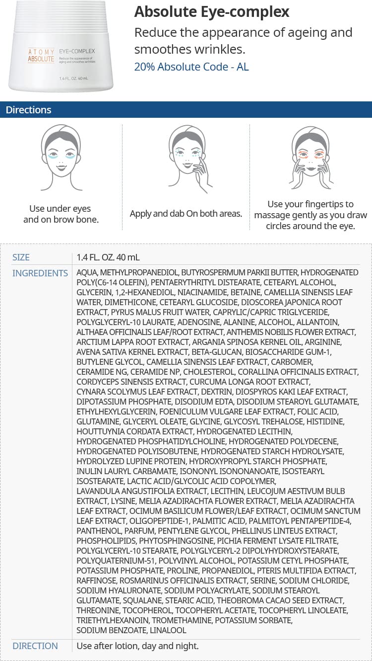 Atomy Absolute Eye Complex Cream for Reducing the appearance of aging and wrinkles