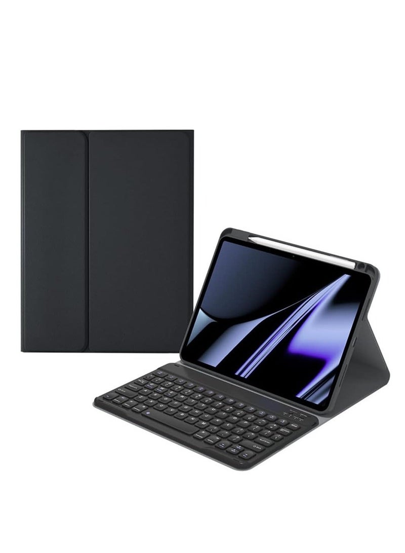 MUNTAQI Keyboard Case for iPad 10.2" 9th/8th/7th Generation – Magnetically Detachable Wireless Keyboard with Pencil Holder for iPad 9, iPad 8, iPad 7, iPad Air 3, iPad Pro 10.5, Black - Image 1