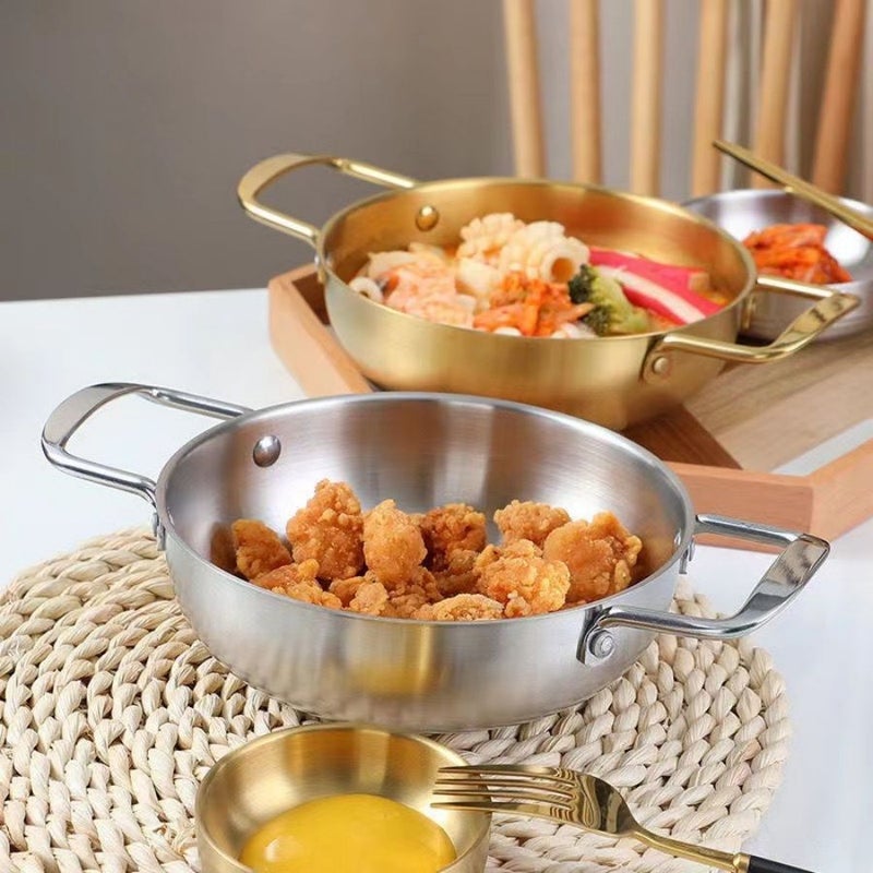 3pcs Silvery Korean Hot Pot Cookware Set Stainless Steel Soup Pot for Instant Noodle Ramen and Seafood - Image 4