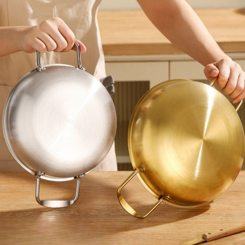 3pcs Silvery Korean Hot Pot Cookware Set Stainless Steel Soup Pot for Instant Noodle Ramen and Seafood - Image 3