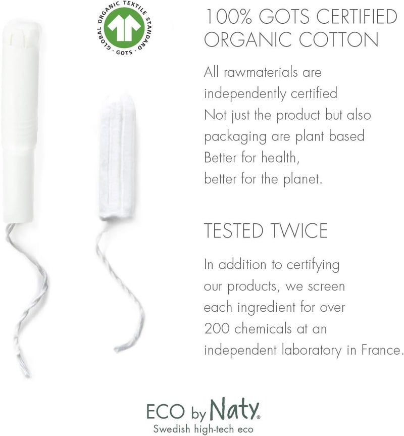 Naty Eco by Naty Tampons with applicator Super 14 tampons PlantBased Vegan 100 Organic Cotton - Image 2