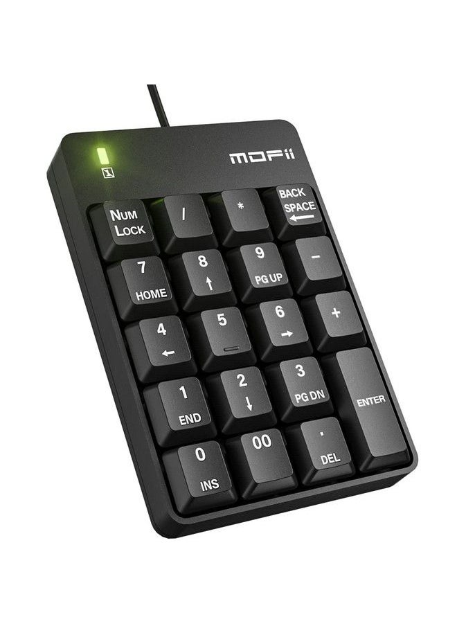 MOFii - Wired Number Pad Numeric Keypad Silent 19 Keys Usb Numpad Portable Financial Accounting Keyboard 10 Key For Laptop Computer Pc Notebook Surface Pro Black - Image 1