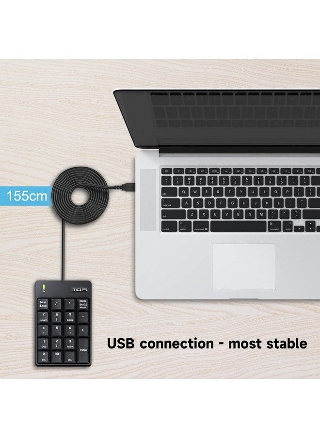 MOFii - Wired Number Pad Numeric Keypad Silent 19 Keys Usb Numpad Portable Financial Accounting Keyboard 10 Key For Laptop Computer Pc Notebook Surface Pro Black - Image 1
