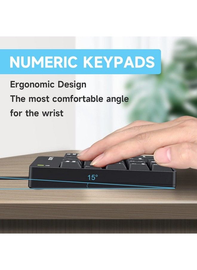 MOFii - Wired Number Pad Numeric Keypad Silent 19 Keys Usb Numpad Portable Financial Accounting Keyboard 10 Key For Laptop Computer Pc Notebook Surface Pro Black - Image 1