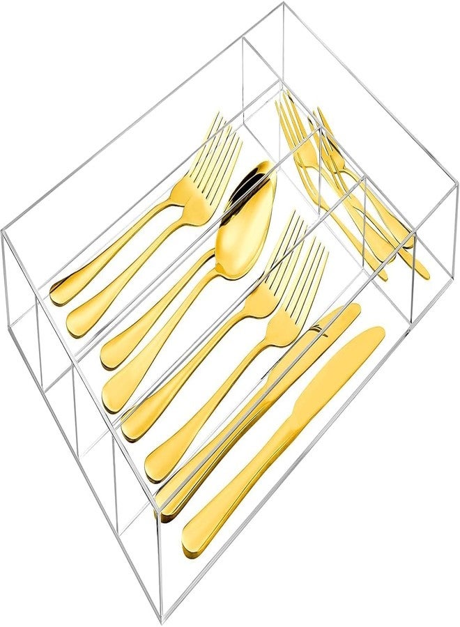 HOMANLY Kitchen Drawer Organizer for Flatware and Utensils, Clear Acrylic Silverware Drawer Organizer for Drawer, Office, Bathroom (CLEAR) - Image 1