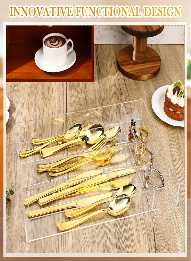 HOMANLY Kitchen Drawer Organizer for Flatware and Utensils, Clear Acrylic Silverware Drawer Organizer for Drawer, Office, Bathroom (CLEAR) - Image 3