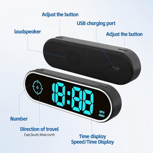 JOJOCY Digital Universal MPH Speedometer for Cars, 7 Color Options, Large Screen Display with Over Speed Alarm & Fatigued Driving Alert, Clock & Compass Function - Image 5
