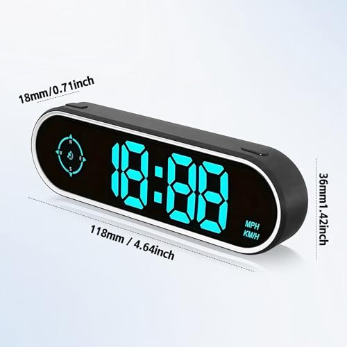 JOJOCY Digital Universal MPH Speedometer for Cars, 7 Color Options, Large Screen Display with Over Speed Alarm & Fatigued Driving Alert, Clock & Compass Function - Image 4