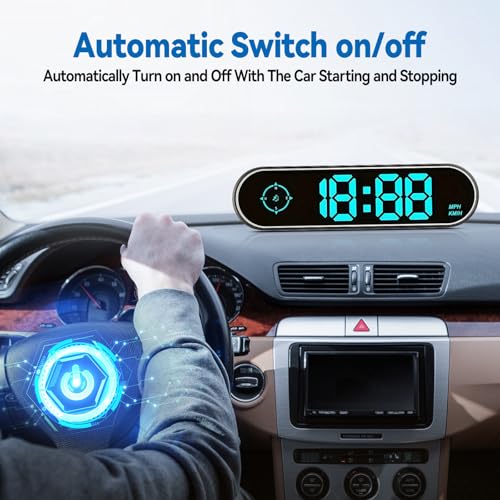 JOJOCY Digital Universal MPH Speedometer for Cars, 7 Color Options, Large Screen Display with Over Speed Alarm & Fatigued Driving Alert, Clock & Compass Function - Image 3