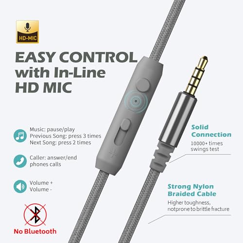 AILIHEN C8 Wired Headphones with Microphone and Volume Control Folding Lightweight Corded Headset for Cellphones Tablets Chromebook Phones Smartphones Laptop Computer PC Mp3/4 (Grey/Mint) - Image 4