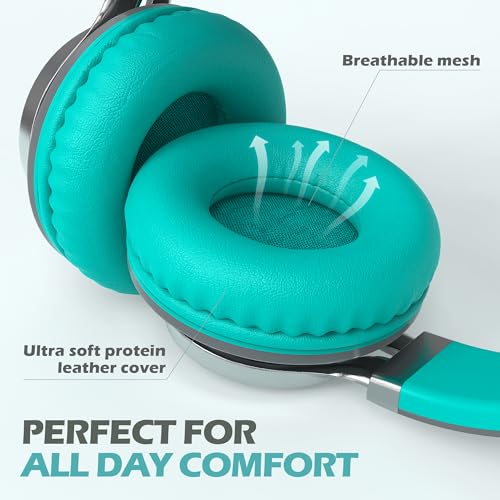 AILIHEN C8 Wired Headphones with Microphone and Volume Control Folding Lightweight Corded Headset for Cellphones Tablets Chromebook Phones Smartphones Laptop Computer PC Mp3/4 (Grey/Mint) - Image 3