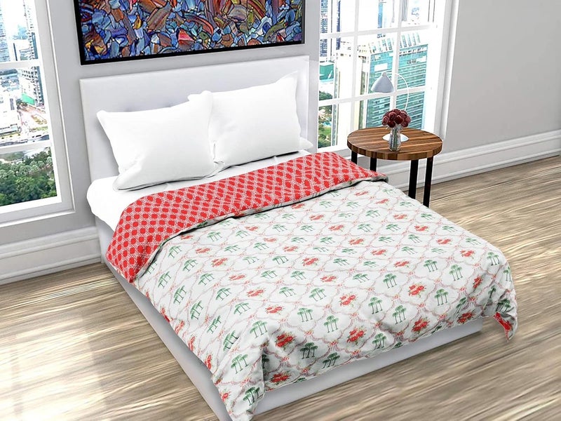 TIQH TIQH 100 Heavy Cotton Super Soft Summer Special Bed Reversible BlanketDuvetAC Comforter Light Weight AC Dohar Single Blue Carry  - Image 1