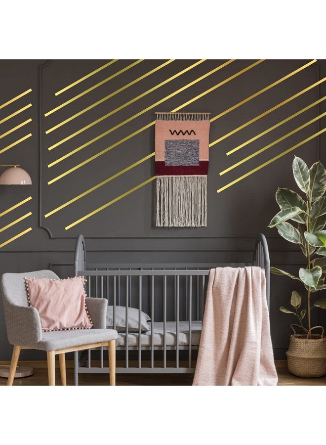 جريفوسيا 4 لفات شريط مرآة معدني، 65 قدمًا شريط فني جرافيكي ذاتي اللصق من البوليستر المعدني لتزيين الحائط وخزانة الملابس والحمام وتغليف الهدايا (ذهبي) - Image 4