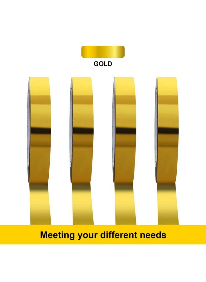 جريفوسيا 4 لفات شريط مرآة معدني، 65 قدمًا شريط فني جرافيكي ذاتي اللصق من البوليستر المعدني لتزيين الحائط وخزانة الملابس والحمام وتغليف الهدايا (ذهبي) - Image 5