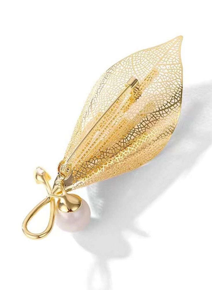 SYOSI Gold Rhinestone Brooch Pin, Women Men Fashion Crystal Delicate Leaf Brooch, Lapel Pins Elegant Dress Accessories Jewelry, Boutonniere Corsage for Hat Bag Suit Tie Wedding Birthday  - Image 2