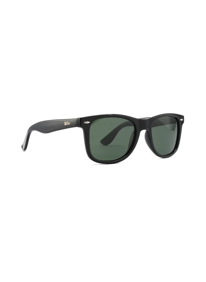 لي كوبر Polarized Sunglasses Shiny Black Frame Green G15 Mirror Lens 52mm  - LC1018C02