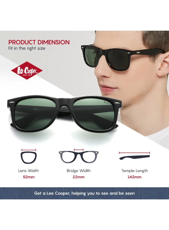 لي كوبر Polarized Sunglasses Shiny Black Frame Green G15 Mirror Lens 52mm  - LC1018C02