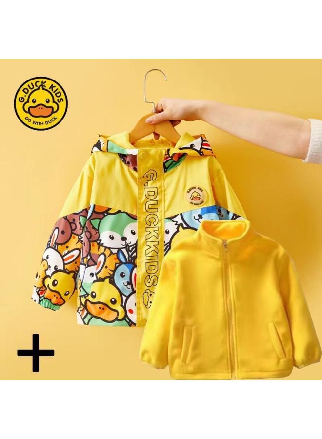 [ ] Little Yellow Duck Three-in-one Boy Spring And Autumn Children's Clothing Cotton-padded Jacket Coat Girl Children's Windbreaker